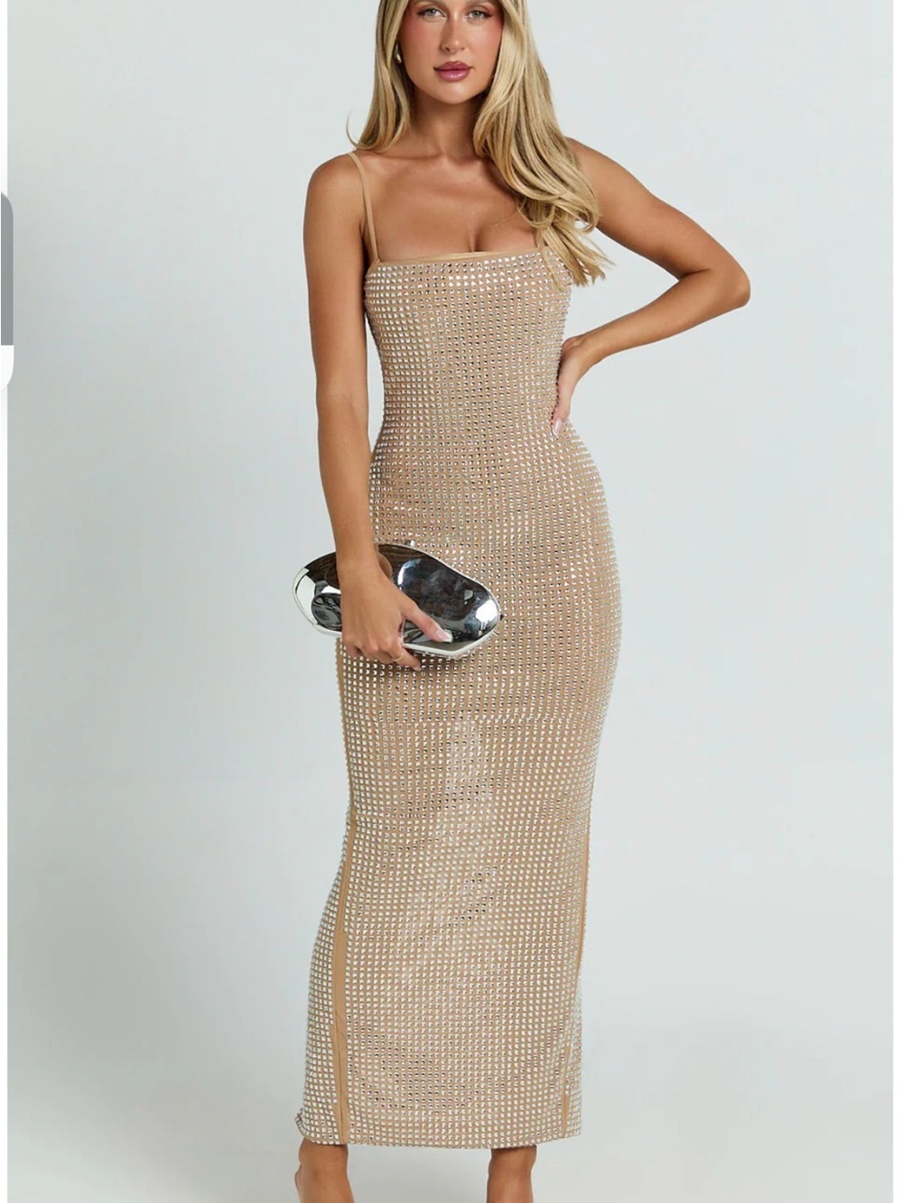 Showpo Nude Rhinestone Slip Maxi Dress - Picture 2 of 8